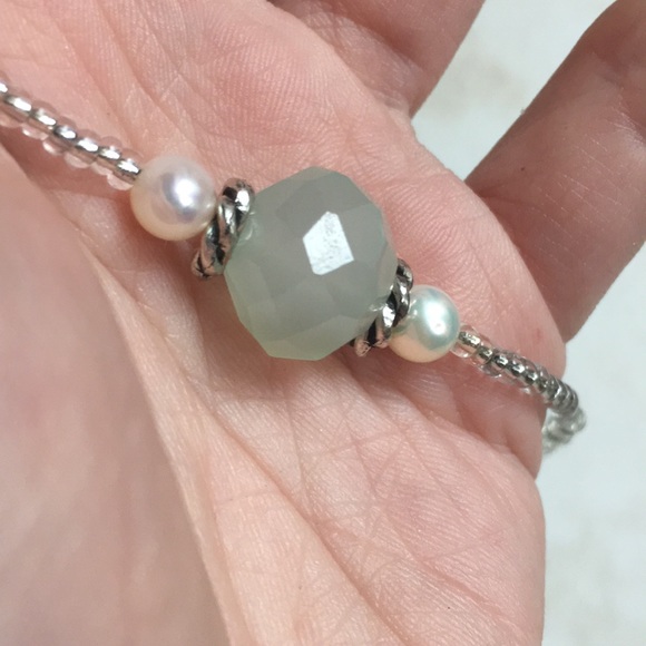 Chalcedony Sterling Silver choker pearl necklace - Picture 8 of 16